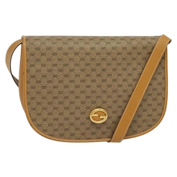 GUCCI Micro GG Supreme Shoulder Bag PVC Beige Gold Auth th6085 - Picture 1 of 16